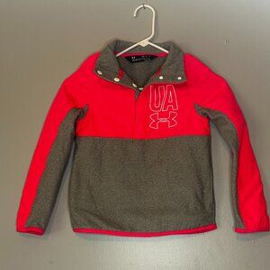 Under Armour Cold Gear Girls 1/2 Snap Fleece Pullover Youth YSM Pink and Gray